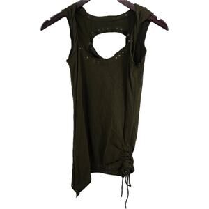 Maddie Moon Asymmetrical Olive Green Grommet Stud Tank Size Large